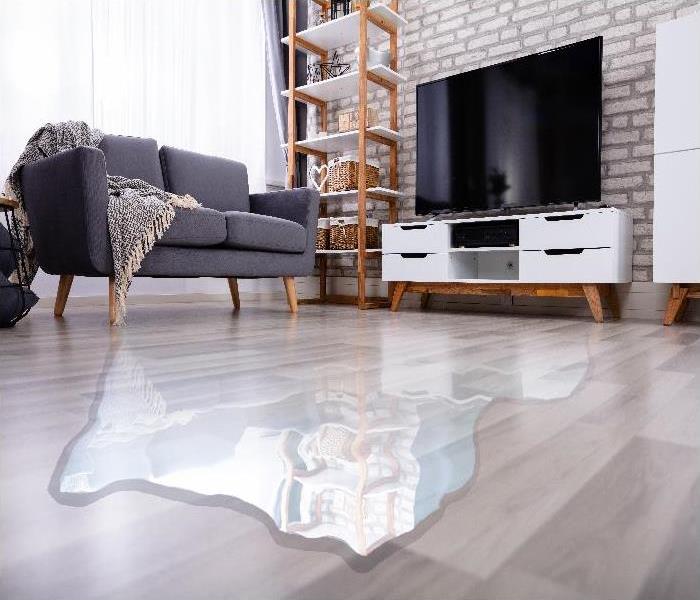 Close-up Of Flooded Floor In The Living Room From Water Leak